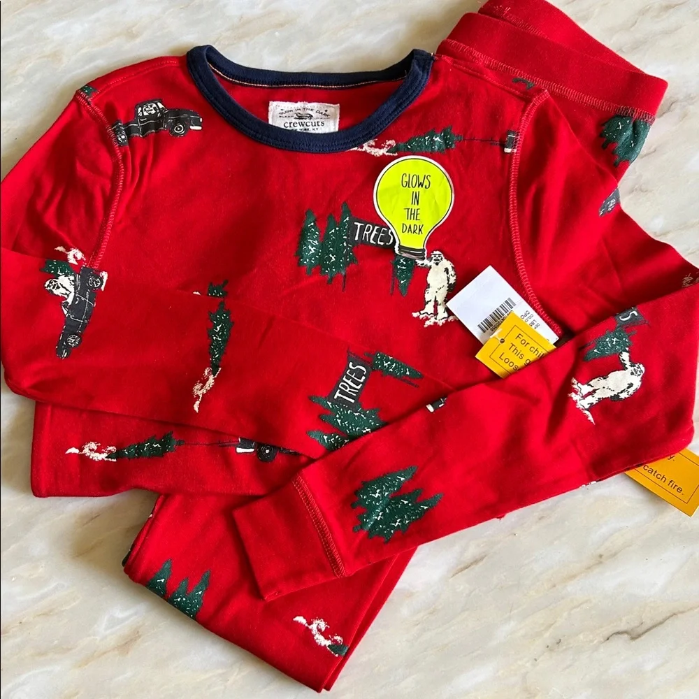 J. Crew Crewcuts Christmas Glow‎ in the Dark Matching Holiday Pajama Set Size 12